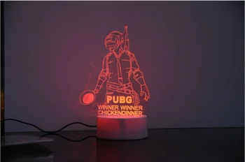 Karšto Žaidimas Playerunknown tai Battlegrounds 3D PUBG Šviesos spalvotu LED Nakties Šviesos Kūrybos USB Akrilo Stalo Lempa Miegamojo, Stalo Lempos