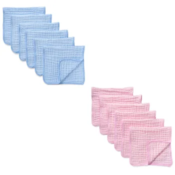 6 Pack Muslino Burp Šluostės Mažas Rankšluostis Kūdikiams, Nuplauti Medvilnės Vertus, Rankšluosčiai Ir Kilpinės Plaušinės 6 Sluoksnių Papildomų Absorbentas& Soft (Pink)