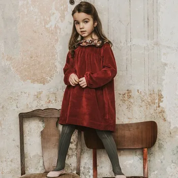 Baby Girl Žiemos Vintage Stiliaus Suknelė Vaikų Raudona Ilgomis Rankovėmis Vestuvių Ispanijos Suknelės Gražus Mažylis Vaikai Mergina Drabužiai