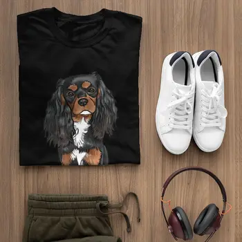 Šuniukas Spanielis, Marškinėliai Kavalieriaus Karaliaus Karolio Spanielis, T-Shirt Grafikos Įdomus Tee Marškinėliai Paplūdimys Mens Marškinėlius