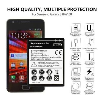 Išmaniųjų Telefonų bendrasis 3.7 v 1800mah li-po akumuliatorius Samsung Galaxy S2 i9100 GT-I9100 Bendrasis Pakeitimo Baterijas mobilusis telefonas