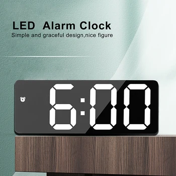 Miegamasis Žadintuvas LED Skaitmeninis Laikrodis, Valdymas Balsu Atidėjimo Laiką Temperatūros Ekranas Naktį Išjungti Režimą Reloj Despertador Skaitmeninis
