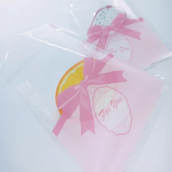 100vnt/daug 10X10cm Rožinė Lankas Nėrinių Slapukas pakuotės saldainiai spalvų lipnios plastikinius maišelius užkandžių sausainiai kepimo paketą