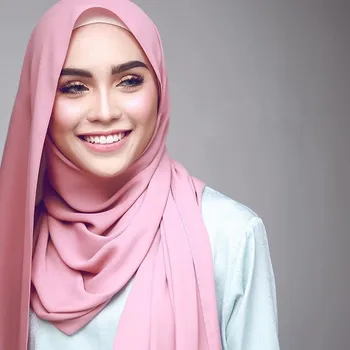 1 vnt populiarus Malaizija stiliaus moteris paprastas burbulas šifono skara hijab wrap vientisų spalvų skaros, lankelis musulmonų hijabs šalikai/šalikas