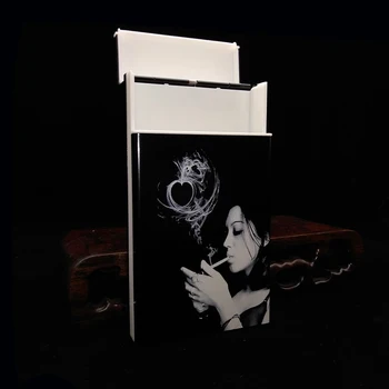 Laifu Aliuminio Lydinio&plastiko Cigarečių Atveju Ultra Plonas 100 Plonas Cigarečių Dėžutė Moterų Dūmų Lauke Lazeriu Graviruotas Lonely Girl