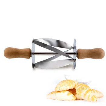 Atnaujinti Nerūdijančio Plieno Duonos Peilis tešlos cutter Su medžio Rankena Priėmimo Croissant Trikampis Geležinkelių Peiliu virtuvės reikmenys
