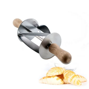 Atnaujinti Nerūdijančio Plieno Duonos Peilis tešlos cutter Su medžio Rankena Priėmimo Croissant Trikampis Geležinkelių Peiliu virtuvės reikmenys