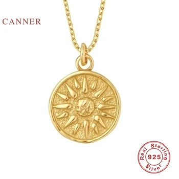 CANNER Sun Flower Nekilnojamojo 925 Sterlingas Sidabro Karoliai Moterų 2020 M. Papuošalai Žavinga Grandinės 18k Aukso Choker Karoliai Bijoux, Apykaklės