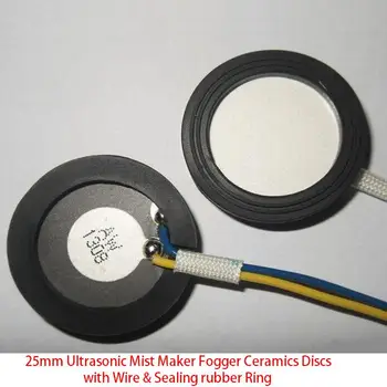 2Pieces/daug 25mm Ultragarso Rūkas Maker Fogger Keramikos Diskai dalis su Viela & Sandarinimo guminis Žiedas