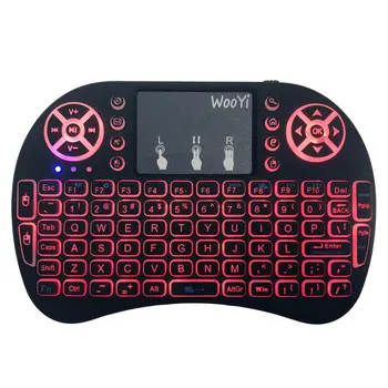 7 spalvų apšvietimu i8 Mini Wireless Keyboard 2,4 ghz lietuvių rusų 3 spalva Oro Pelė su Touchpad Nuotolinio Valdymo Android TV Box