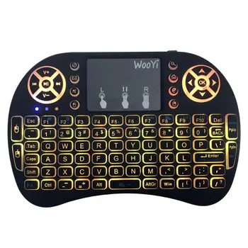 7 spalvų apšvietimu i8 Mini Wireless Keyboard 2,4 ghz lietuvių rusų 3 spalva Oro Pelė su Touchpad Nuotolinio Valdymo Android TV Box