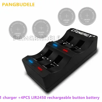 Aukštos Kokybės Universalus USB Sąsaja 4-Įkroviklio Lizdas 1PCS + 4PCS Įkrovimo Mygtuką Baterijos LIR2450 Mygtuką Baterijos