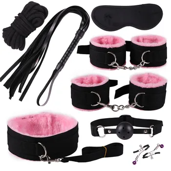 8 VNT BDSM Sekso Žaislų Rinkinys Minkštas Nailono Nelaisvėje Sekso Kankinimo Whips Antrankiai Intymios Prekes Suaugusiems-Erotinis Moterų Sekso Žaidimai