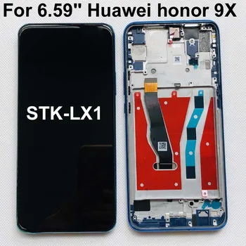 Originalus 6.59 colių Huawei Honor 9X premium pasaulio edition STK-LX1 STK-L22 LCD Ekranas Jutiklinis Ekranas skaitmeninis keitiklis Asamblėjos+Rėmelį
