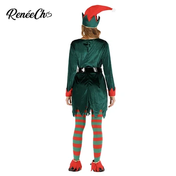Reneecho Moterys, Santa Pagalbininkas Kostiumas Elf Kostiumas Suaugusiųjų Green Lady Plus Size Kalėdų Cosplay