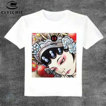 CIVI PRAŠMATNUS Vasaros Tees Kinijos Etninės Dramos Print T Shirt Moteris Pekinas, Pekino Operos T-shirt Vyras Rytų Retro Prarasti Viršūnes WST139