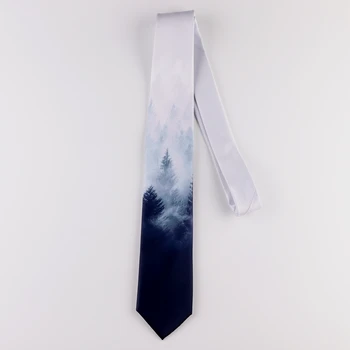 Nemokamas pristatymas naujos vyrų, vyrų, Originalus dizainas, spausdinami kaklaraištis 7cm pilkai mėlynos spalvos gradientas kraštovaizdžio Kinijos retro stiliaus šalies studentų dovana