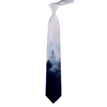Nemokamas pristatymas naujos vyrų, vyrų, Originalus dizainas, spausdinami kaklaraištis 7cm pilkai mėlynos spalvos gradientas kraštovaizdžio Kinijos retro stiliaus šalies studentų dovana