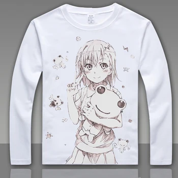 Mados Toaru Kagaku no Railgun marškinėliai Misaka Augalą Cosplay Long Sleeve T-Shirt Anime Viršūnes Tee Vyrams, Moterims, T-shirt L004