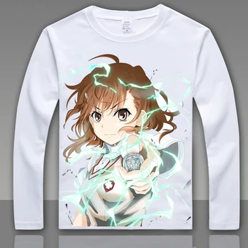 Mados Toaru Kagaku no Railgun marškinėliai Misaka Augalą Cosplay Long Sleeve T-Shirt Anime Viršūnes Tee Vyrams, Moterims, T-shirt L004