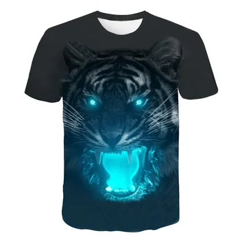 2019 Tigras Spausdinti Serijos 3D T-Shirt vaikams naujas Top Marškinėliai Vasaros trumpomis Rankovėmis Gyvūnų Streetwear berniukų Paltai tshirts