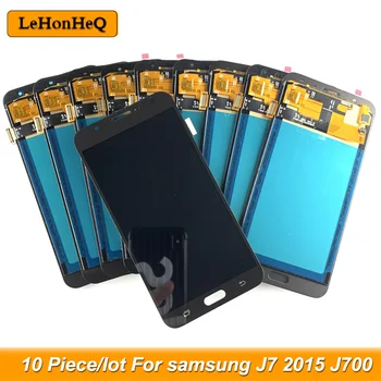 10 Gabalas/daug LCD SAMSUNG Galaxy J7 J700 LCD Jutiklinis Ekranas skaitmeninis keitiklis Surinkimo SAMSUNG J700 J700F Ekranas