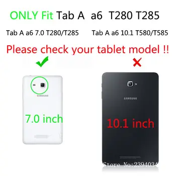 SM-T280 Case For Samsung Galaxy Tab a6 7.0 2016 T280 T285 SM-T285 Padengti Funda Mados Katė Spausdinti Tablet Stand Shell +Dovana