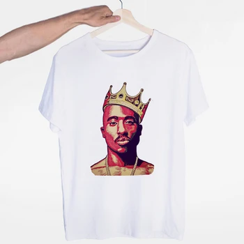 Tupac 2pac Hip-Hop Grobis Harajuku Streetwear T-shirt O-Kaklo trumpomis Rankovėmis, Vasaros Atsitiktinis Mados Unisex Vyrų ir Moterų Marškinėlius