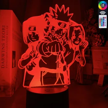 3D LED Nakties Šviesos Naruto Hayato Sasuke Sakura Pav naktinė lempa Vaikams Miegamojo Puošmena Kietas Led Stalo Lempa Anime Dovana