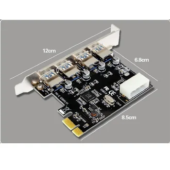 PCI-E PCI Express 4 Port USB3.0 USB 3.0 Hub Valdytojas Kortelės Adapteris