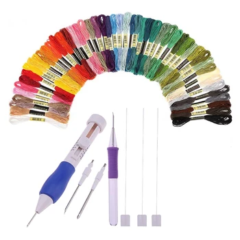 50 spalvų siuvinėjimo siūlus 3 Adatos 2 Threaders Amatų Įrankis Punch Adatų Rinkinys, Siuvinėjimo, Susiuvimo Amatų Įrankis, skirtas 