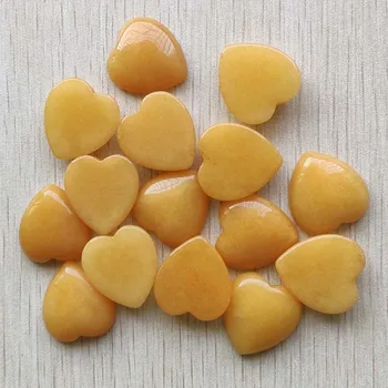 Naują geros kokybės, natūralus akmuo geltonos spalvos širdies formos kabina cabochons karoliukai papuošalai priėmimo 25mm didmeninė 12pcs/lot nemokamas pristatymas
