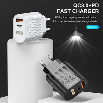 Greitai Įkrauti QC 3.0 PD 20W USB Mobiliojo Telefono Įkroviklis, ES MUS UK USB-C Sieninis Kroviklis Greito Įkrovimo Adapteris, Skirtas 