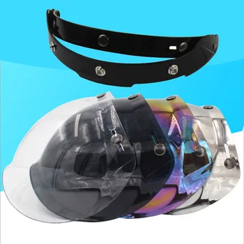 Veidrodis 3-snaps vintage retro jet motociklo šalmas burbulas shield skydelis shield stiklo objektyvas atidaryti veido šalmas, akiniai