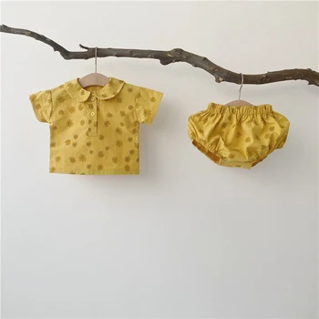 Medvilnės Vasaros 2020 m. vaikų drabužių mažai daisy mielas gėlių bamblys naujas kostiumas viršūnes + kelnės mergina, kūdikis, naujagimis kūdikis, komplektai, 2vnt