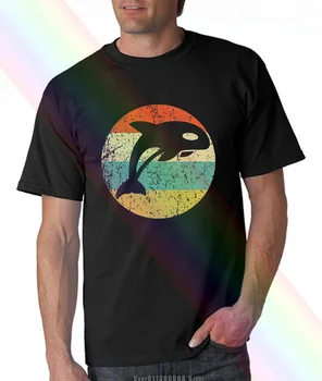 Vyrai Žudikas Banginių marškinėliai Retro Orka Banginis Piktogramą T shirt, Derliaus Vyrams, Dovanų marškinėlius