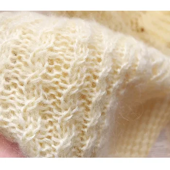 Gruzija Moheros Vilnos Megztinis Moterims Rudens Žiemos Atsitiktinis Šiltų Megztų Megztinių 2020 Vintage Megztinis Smėlio Spalvos