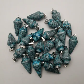 Mados natūralaus akmens švytuoklė mėlyna agates Pakabučiai & karoliai padaryti Papuošalai žavesio Taško priedai 24pcs/daug didmeninės