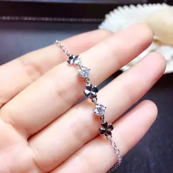 Išskirtinį moissanite akmuo, apyrankės moterims, papuošalai 925 sterlingas sidabro gimtadienio puotą dovana perlas blizga geriau nei deimantas