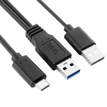 USB 3.0 Male & USB 2.0 Dual Power Duomenų Y Tipo-C USB-C Kabelio Nešiojamas & Standžiojo Disko Kabelis UC-125