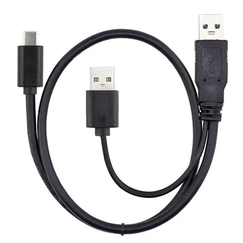 USB 3.0 Male & USB 2.0 Dual Power Duomenų Y Tipo-C USB-C Kabelio Nešiojamas & Standžiojo Disko Kabelis UC-125