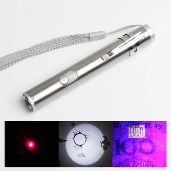 3 in1 Žibintuvėlis Aliuminio Lydinio 500LM USB Įkrovimo Mokyti Lazerinė Rodyklė & UV Žibintuvėlis LED Žibintuvėlis Daugiafunkcį Žibinto Lemputė