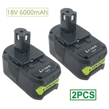 2VNT 18V 6000mAh Li-ion elektrinių Įrankių Pakeitimo daugkartinio Įkrovimo Baterija Ryobi VIENAS P108 P109 P106 P105 P104 P103 RB18L50 RB18L40