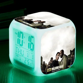 Karšto Walking Dead Filmas Spausdinti Žaislas Vaikams, Žadintuvas LED Spalvų Kaita, Skaitmeninis Laikrodis, Stalas Studentų Šviesos Žadintuvas