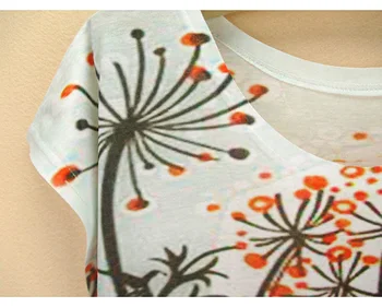 Kiaulpienių spausdinti marškinėliai augalų orange plonas pardavimo moterys vasarą topsnaujausius stilius lady geriausia pardavimo summer tee
