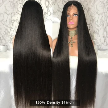 Malaika Tiesiai 13x4 Nėriniai Priekiniai Žmogaus Plaukų Perukai Brazilijos Mergelės Remy Plaukų Juodosios Moterų 360 priekinės Full HD Skaidrus perukas