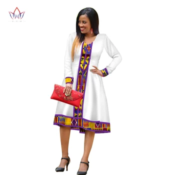 Afrikos Maxi Suknelės Moterims, elegantiškas Medvilnės Spausdinti Tradicinių Afrikos Stiliaus Apranga Moterims ilgomis Rankovėmis Bažnyčios Suknelė WY2992