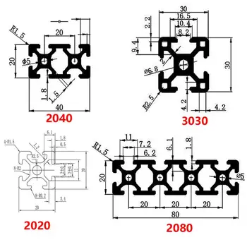 4pcs/daug 2040 Aliuminio Profilio Europos Standartą Anoduoto Linijinis Geležinkelių Aliuminio Profilio 2040 Ekstruzijos 2040 CNC 3D Spausdintuvo Dalys