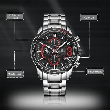 NAVIFORCE Chronograph Mens Watch Laikrodžiai Viršų Markės Mados Verslo Laikrodį Sporto Kvarco Data Vandeniui Laikrodis Vyrų 2020 Naujas