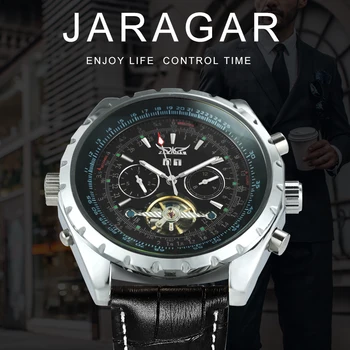 JARAGAR Prabanga Tourbillon Mechaninis laikrodis Vyrams Skeletas Automatinis Vyrai Laikrodžiai Top Brand Prabangus Laikrodis Mėlyna Veidrodinė Atveju